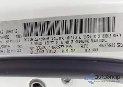 2016 Ram 2500 Tradesman z USA, uszkodzony, nr VIN 3C6UR5CJ1GG362277